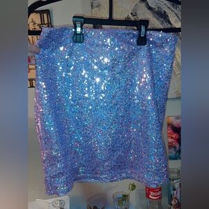 Lucy in the Sky Blue Sequin Mini Pencil Skirt